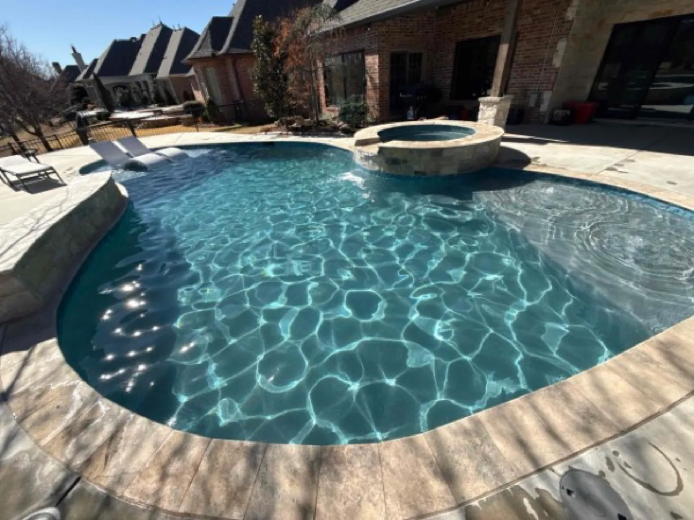 Clean, well-maintained pool and spa serviced weekly in the Oklahoma City area